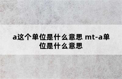 Mt/a这个单位是什么意思 mt-a单位是什么意思